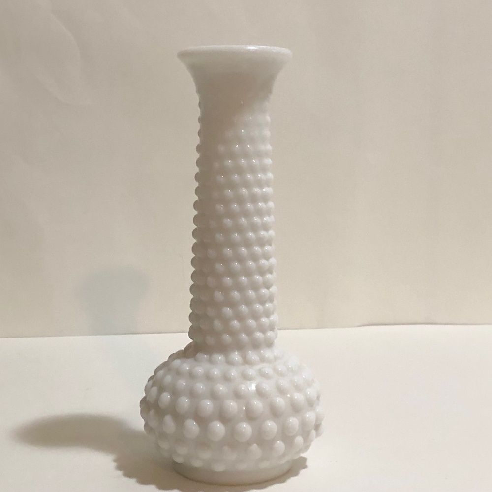 EO Brody Hobnail Vase White Milk Glass